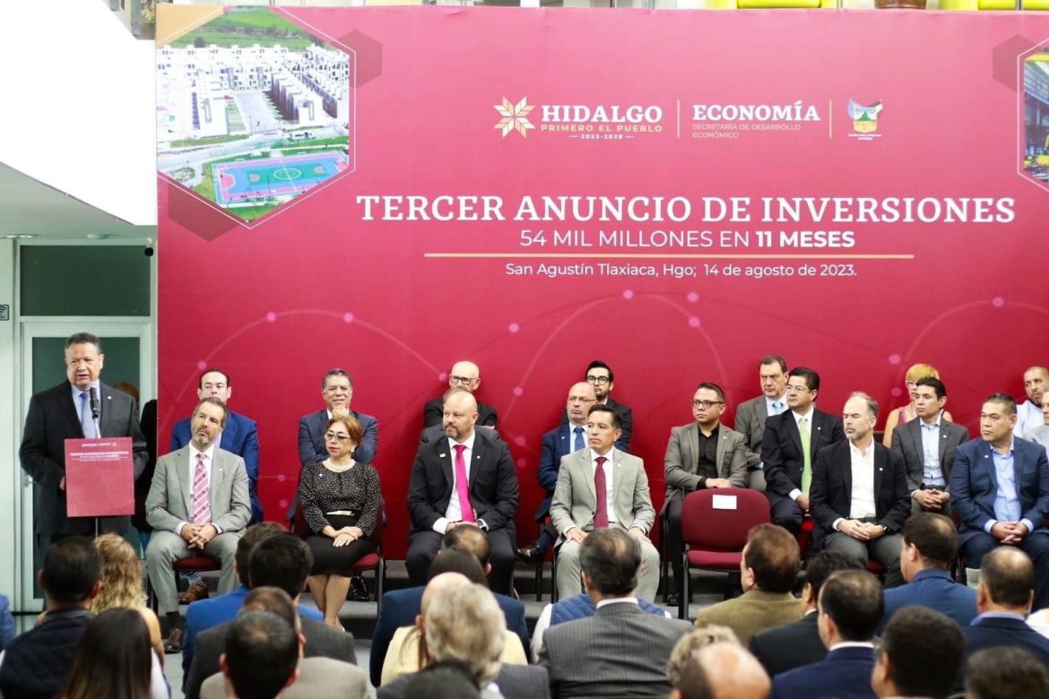 Gobierno de Hidalgo anuncia 23 mil 375 mdp en nuevas inversiones