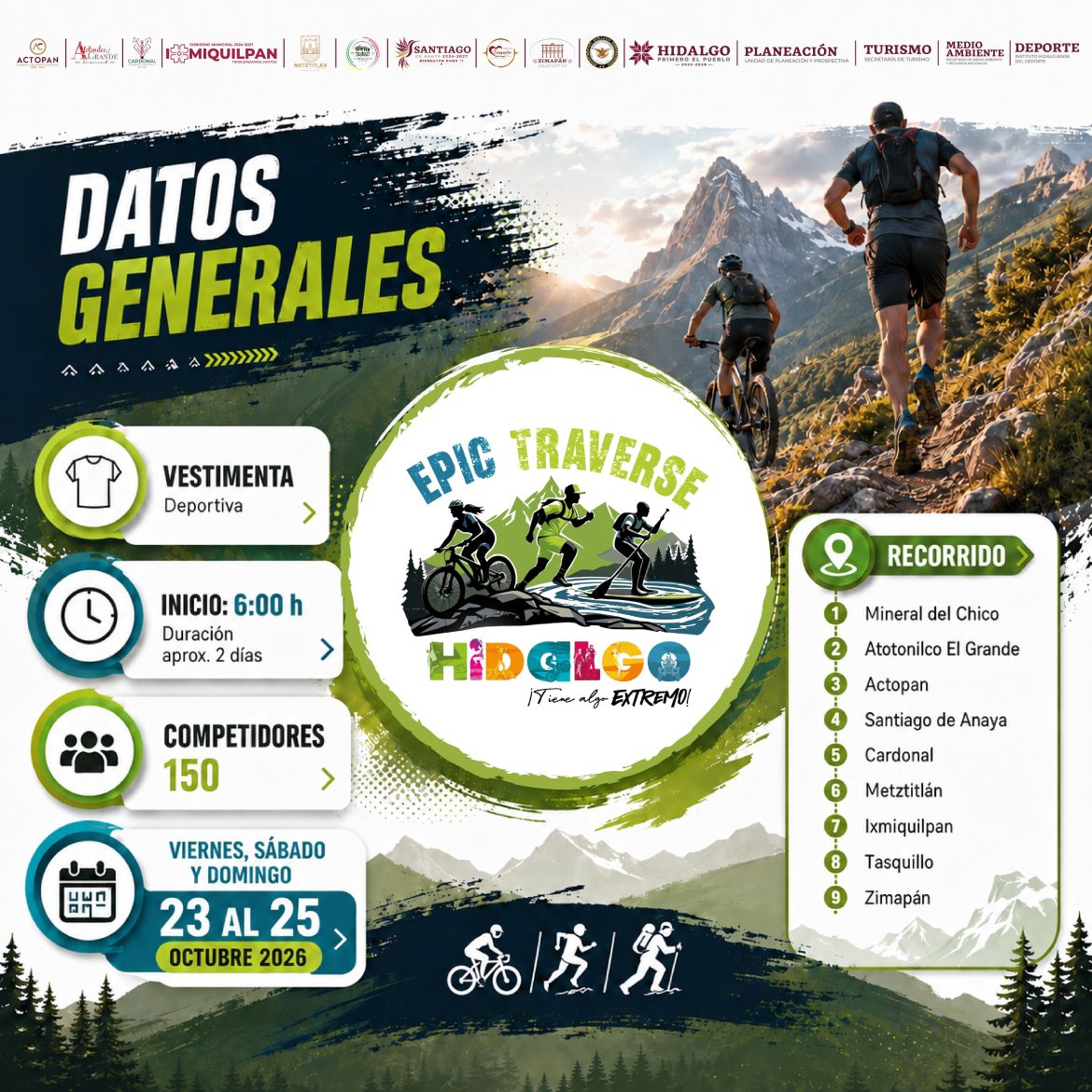 Hidalgo recibirá a 150 atletas en el Epic Traverse 2026